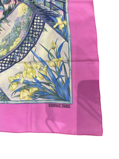 Hermès Carré 90 “Giverny” – Soie – Rose
