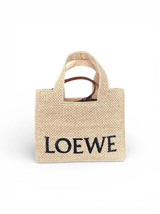 Loewe – Loewe Font Mini Raffia Tote