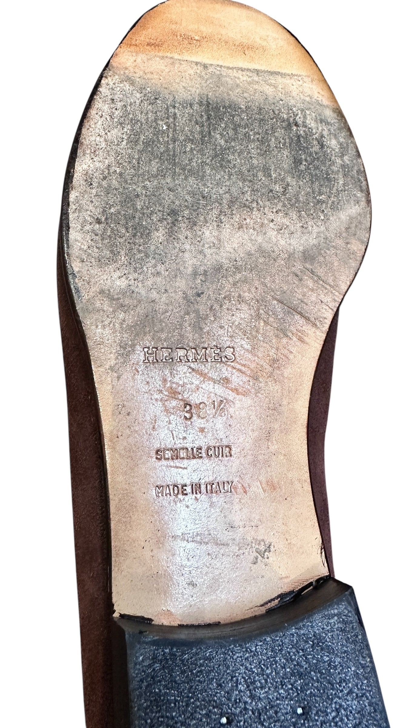 Hermès Paris brown suede loafers – gold H detail